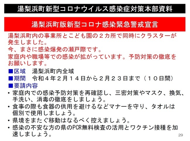 湯梨浜町版新型コロナ感染緊急警戒宣言